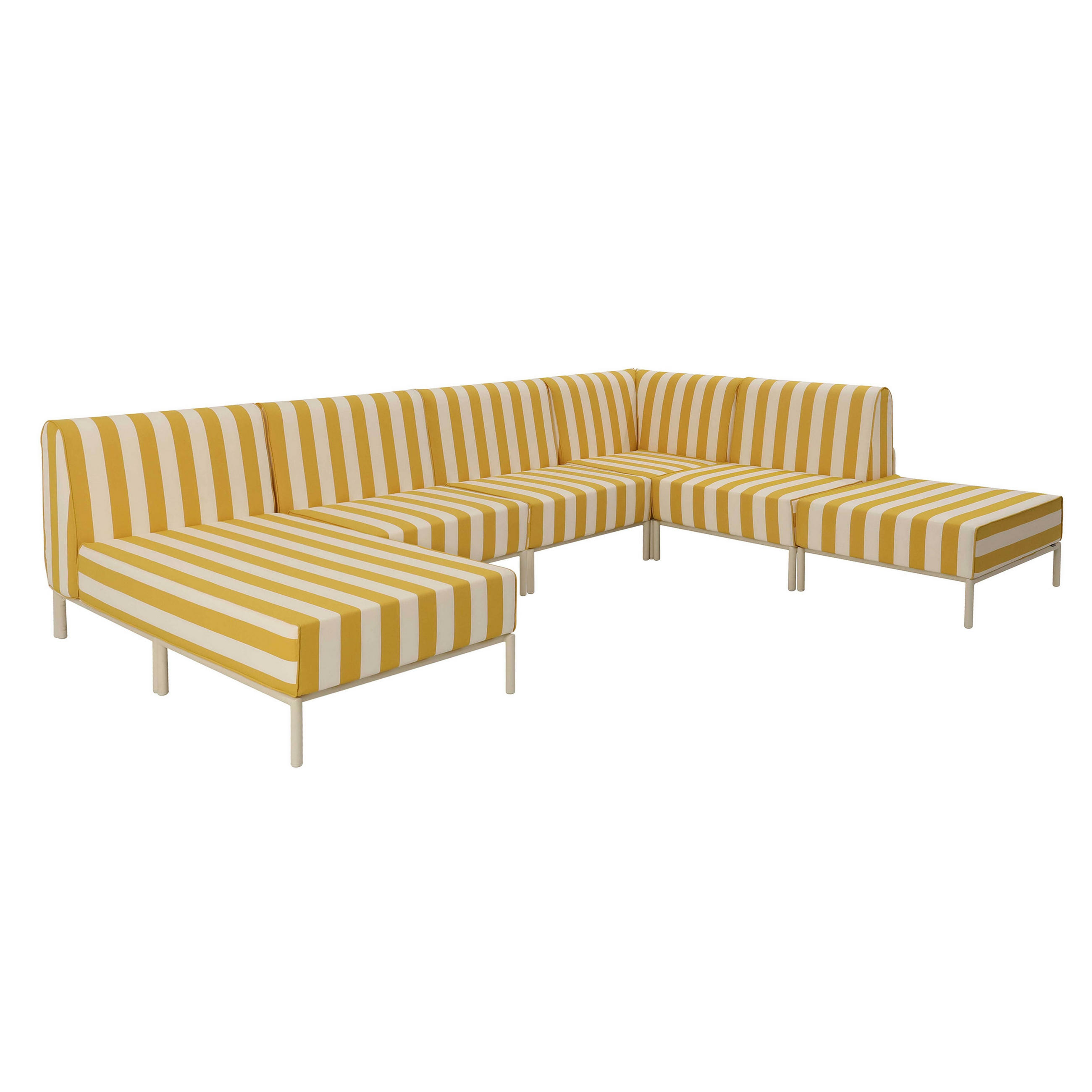 GARTENSOFA mit 6 Sitzplätzen, Gelb - Gelb, Textil - Oviala