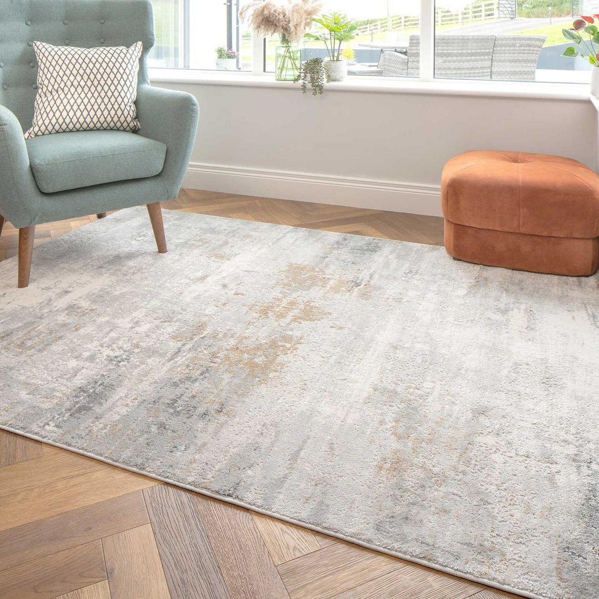 WEBTEPPICH Ludlow Moonshine Grau - Grau, Textil (160/231cm) - Kukoon Rugs