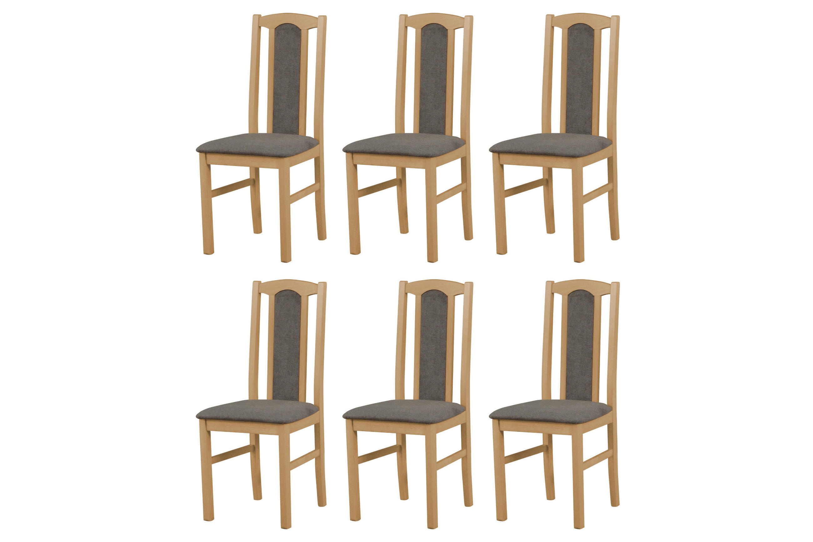 ESSZIMMERSTUHL - Set 6x BOS 7 grandson, aston 6  - Eichefarben/Dunkelgrau, Holz (43/96/40cm) - Leaf Design