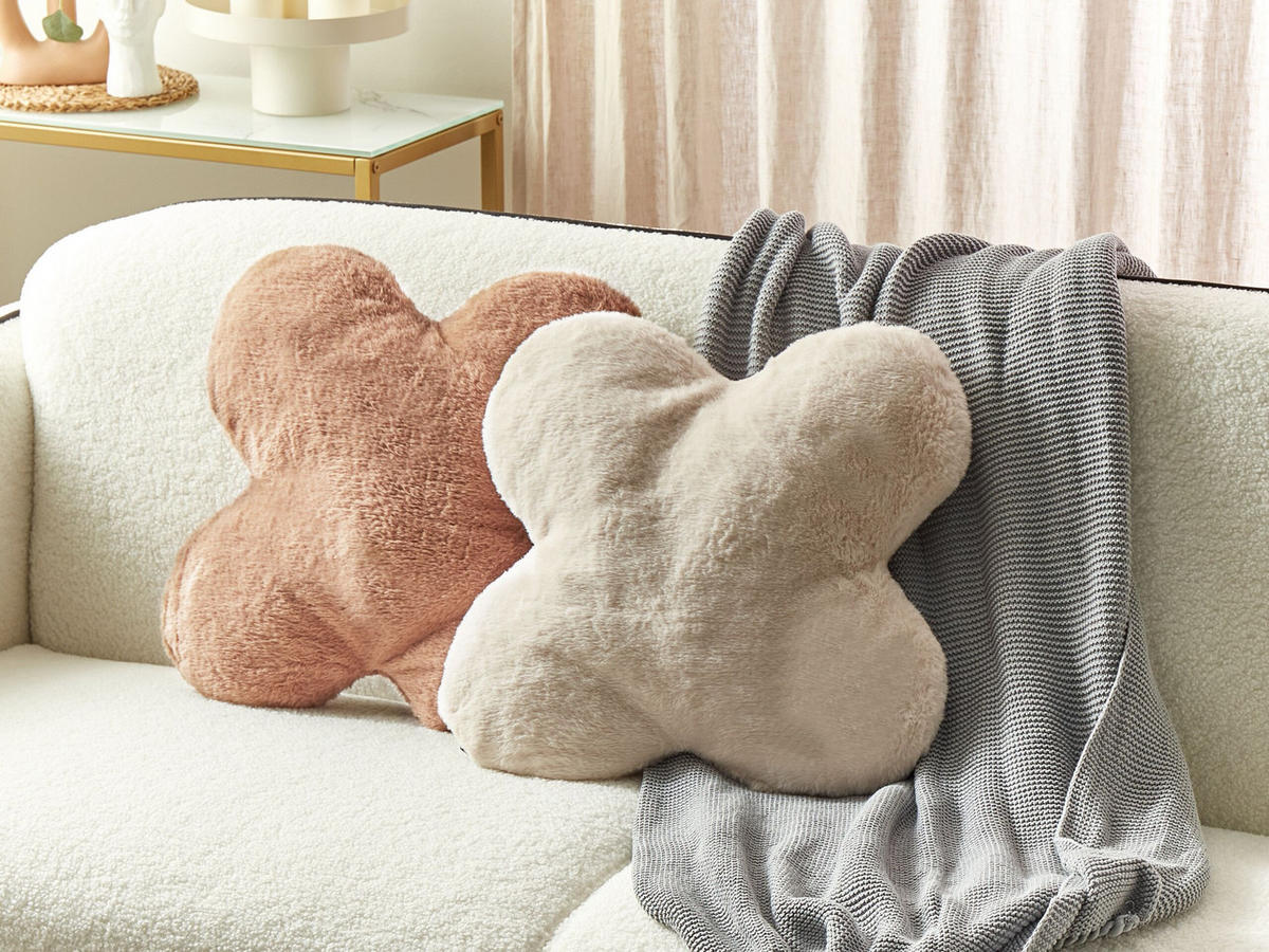 DEKOKISSEN 2er-Set Beige 54/54 cm Achillea - Beige/Braun, Textil (54/54cm) - Beliani