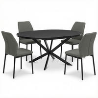 ESSGRUPPE CHESTER/GINOVA 5er Set schwarz - Schwarz, Holzwerkstoff/Metall - IDIMEX