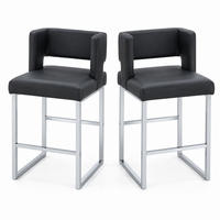 BARHOCKER Schwarz mit gepolstertem PU-Sitz und Metallgestell - Schwarz, Metall (53.3/91.4/48cm) - MIVRAY