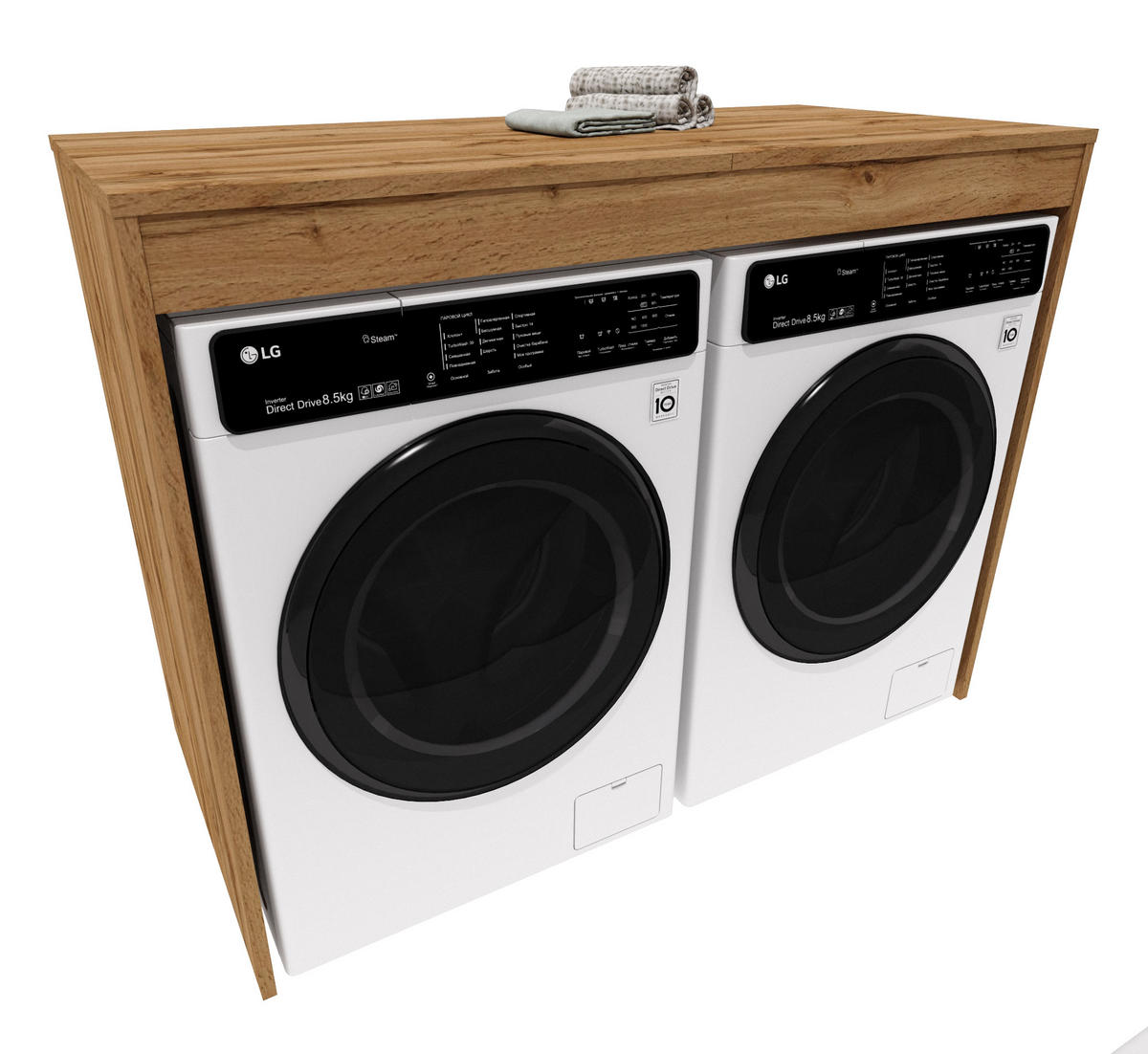 WASCHMASCHINENSCHRANK für Waschmaschine & Wäschetrockner Hellbraun 129/97/61 - Eiche Wotan, Holzwerkstoff (129/97/61cm) - RAUMHIRSCH FURNITURE