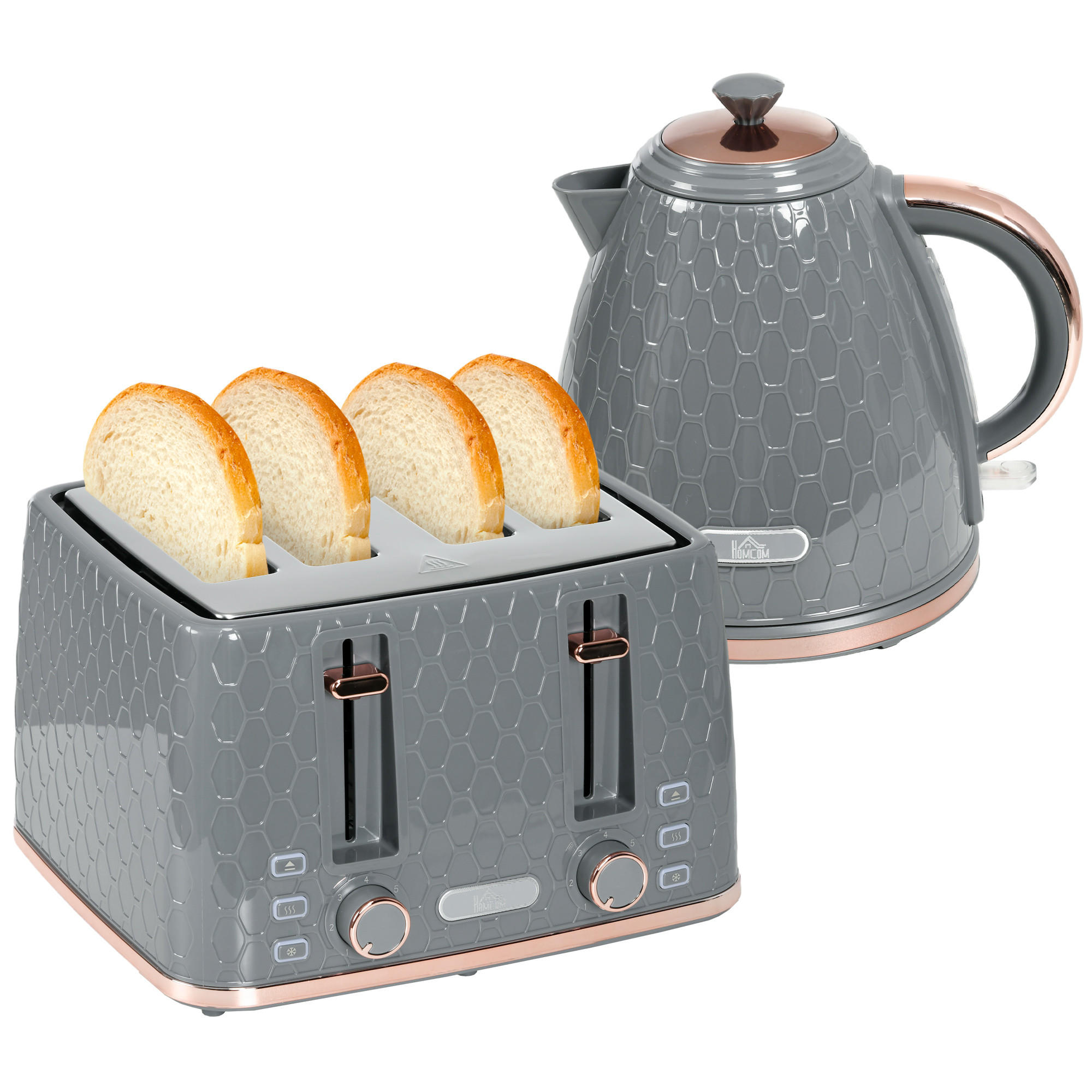 TOASTER mit Wasserkocher DE-07913 Grau - Grau, Kunststoff (19.5/23.4/24.2cm) - ComfortXL