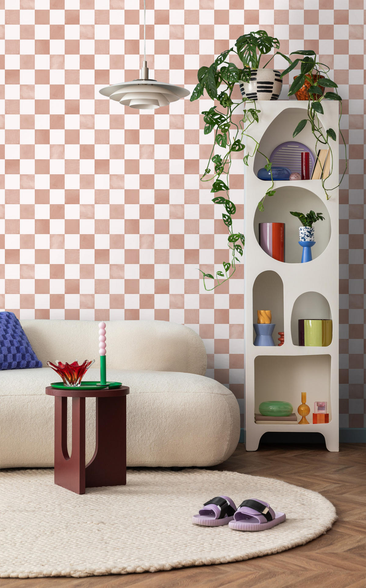TAPETE Karomuster 50 x 900 cm - Terracotta, Papier (50/900cm) - ESTAhome