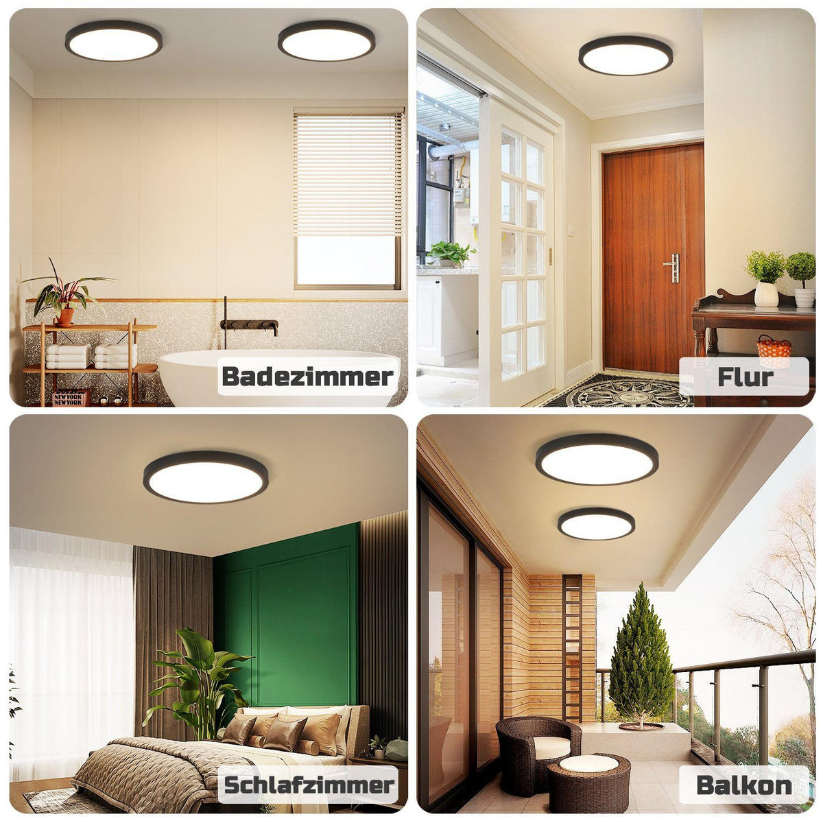 LED-DECKENLEUCHTE Berlin 22 cm - Schwarz, Kunststoff (22/22/2.5cm) - Nettlife