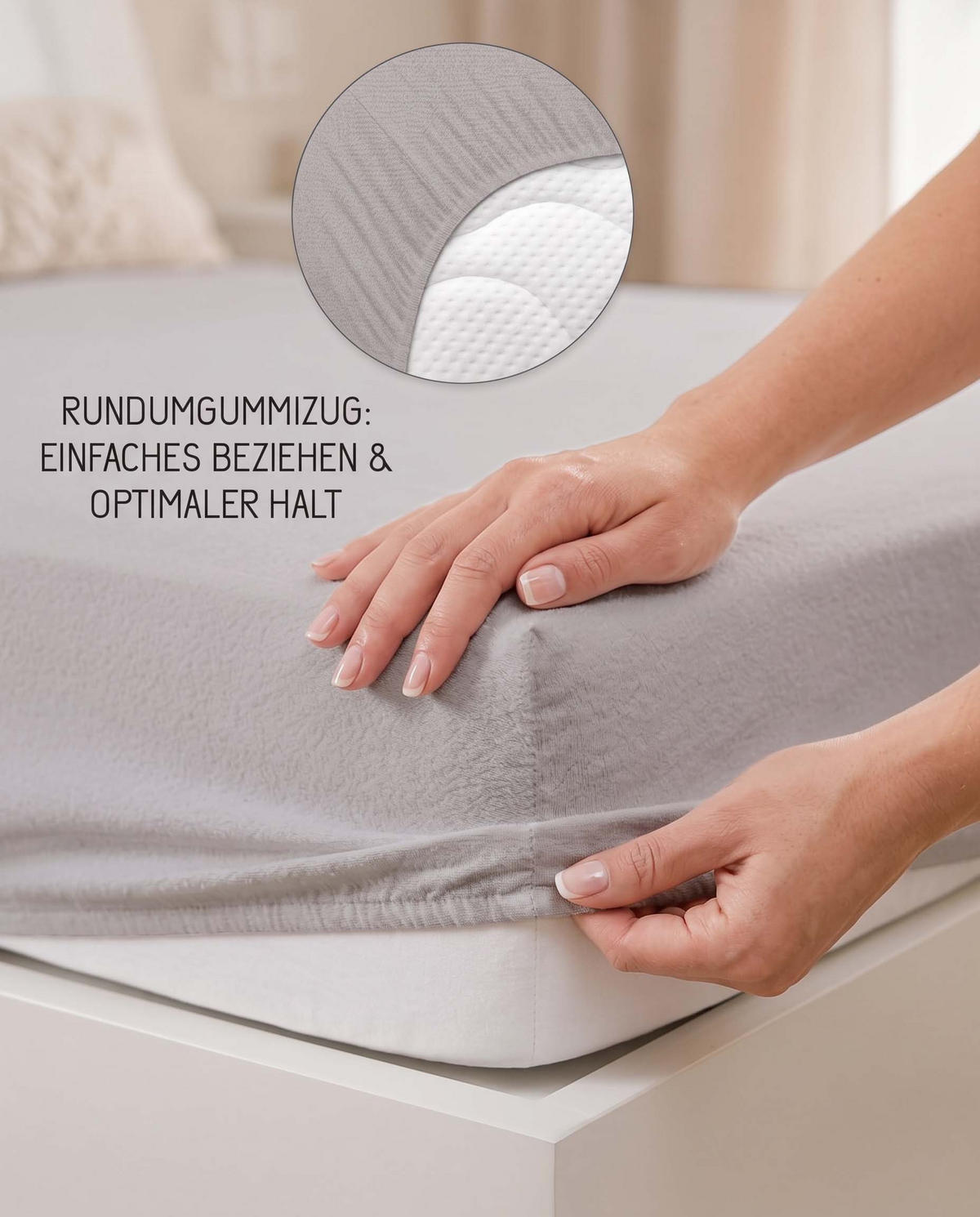SPANNBETTTUCH Premium Frottee sturmgrau, 90x190 cm - 100x200 cm - Grau, Textil (100/200cm) - biberna