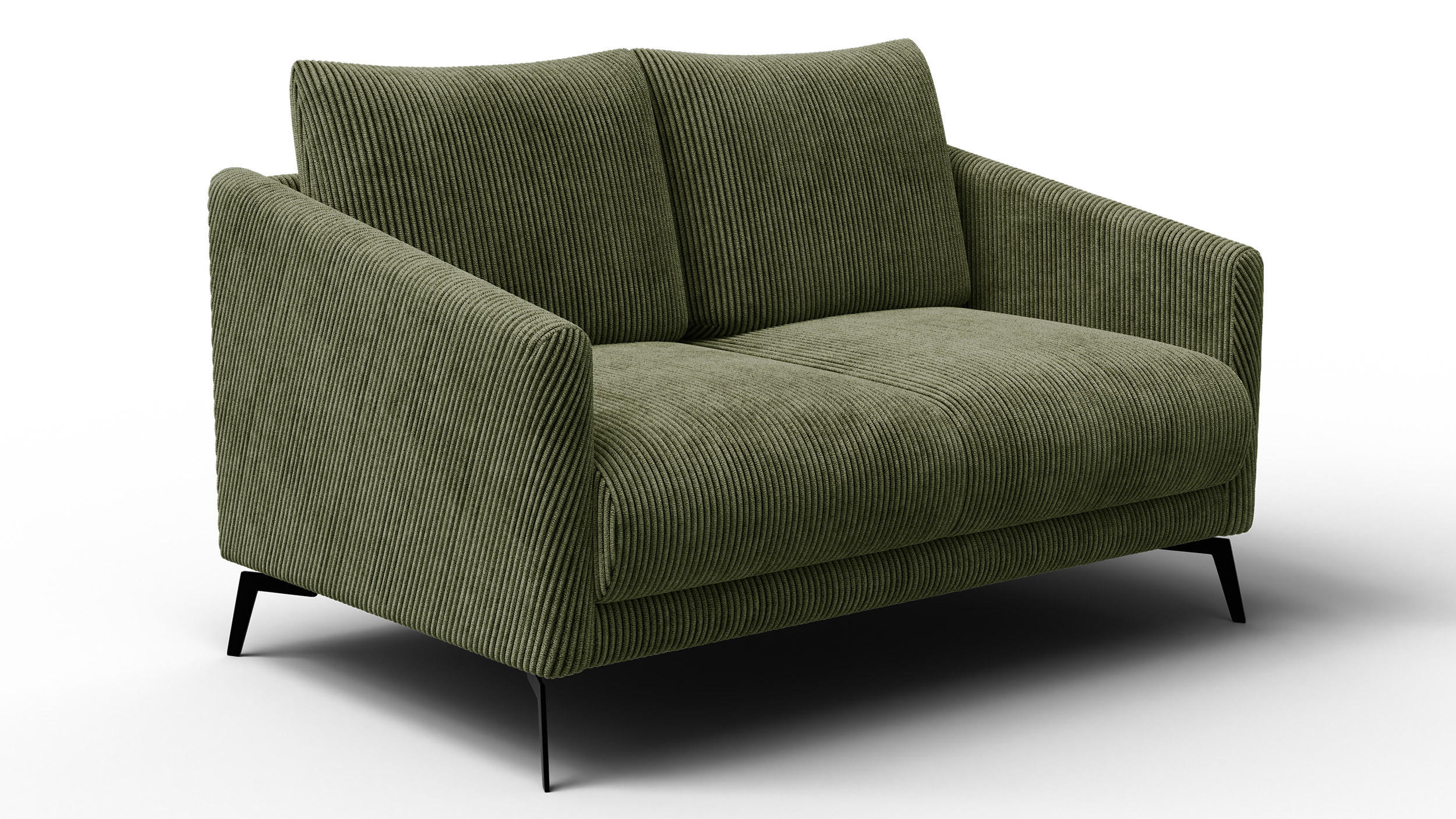SOFA VILT 2-Sitzer, olive - Schwarz/Olivgrün, Holzwerkstoff/Textil (142/89/94cm) - Wozimo