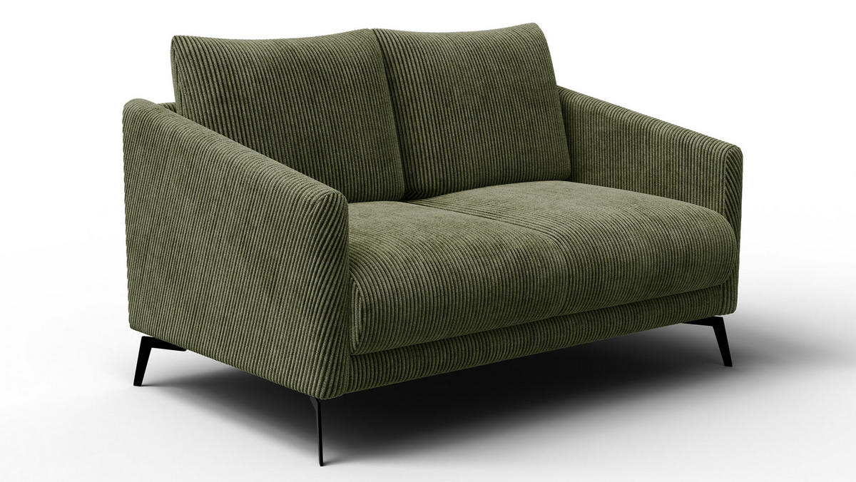 SOFA VILT 2-Sitzer, olive - Schwarz/Olivgrün, Holzwerkstoff/Textil (142/89/94cm) - Wozimo