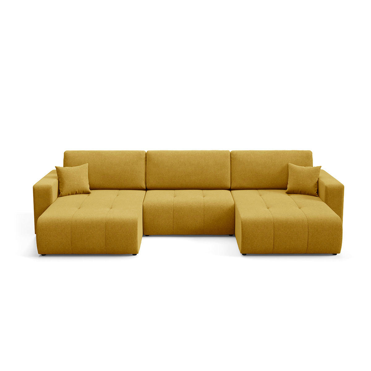 PANORAMASOFA Giulia 5 Sitzplätze Senfgelb - Gelb, Holz (344/82/149cm) - Petits-meubles