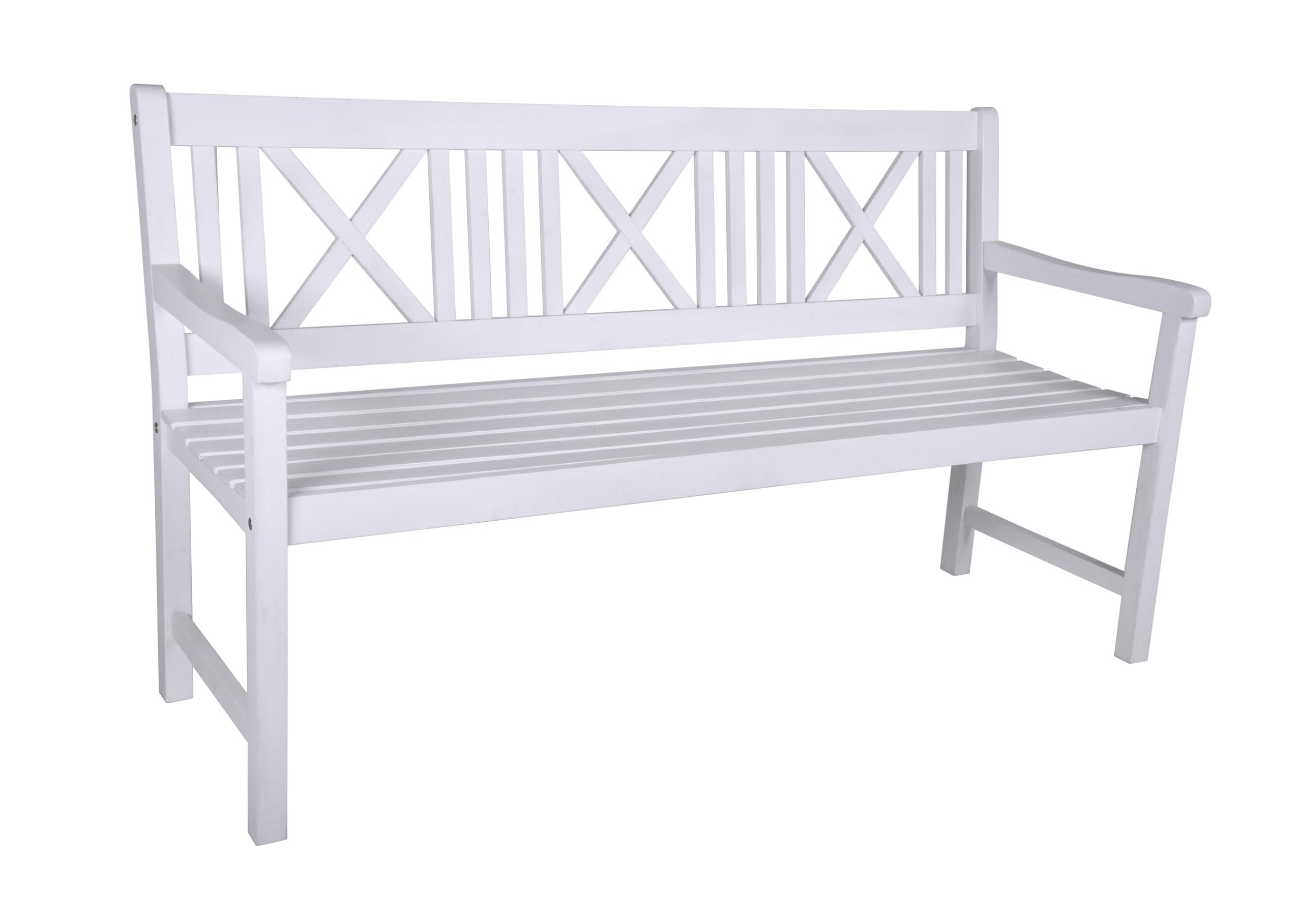 GARTENBANK Nice 3-Sitzer Terrassenbank - Weiß, Holz (154/89/59cm) - DELUKE