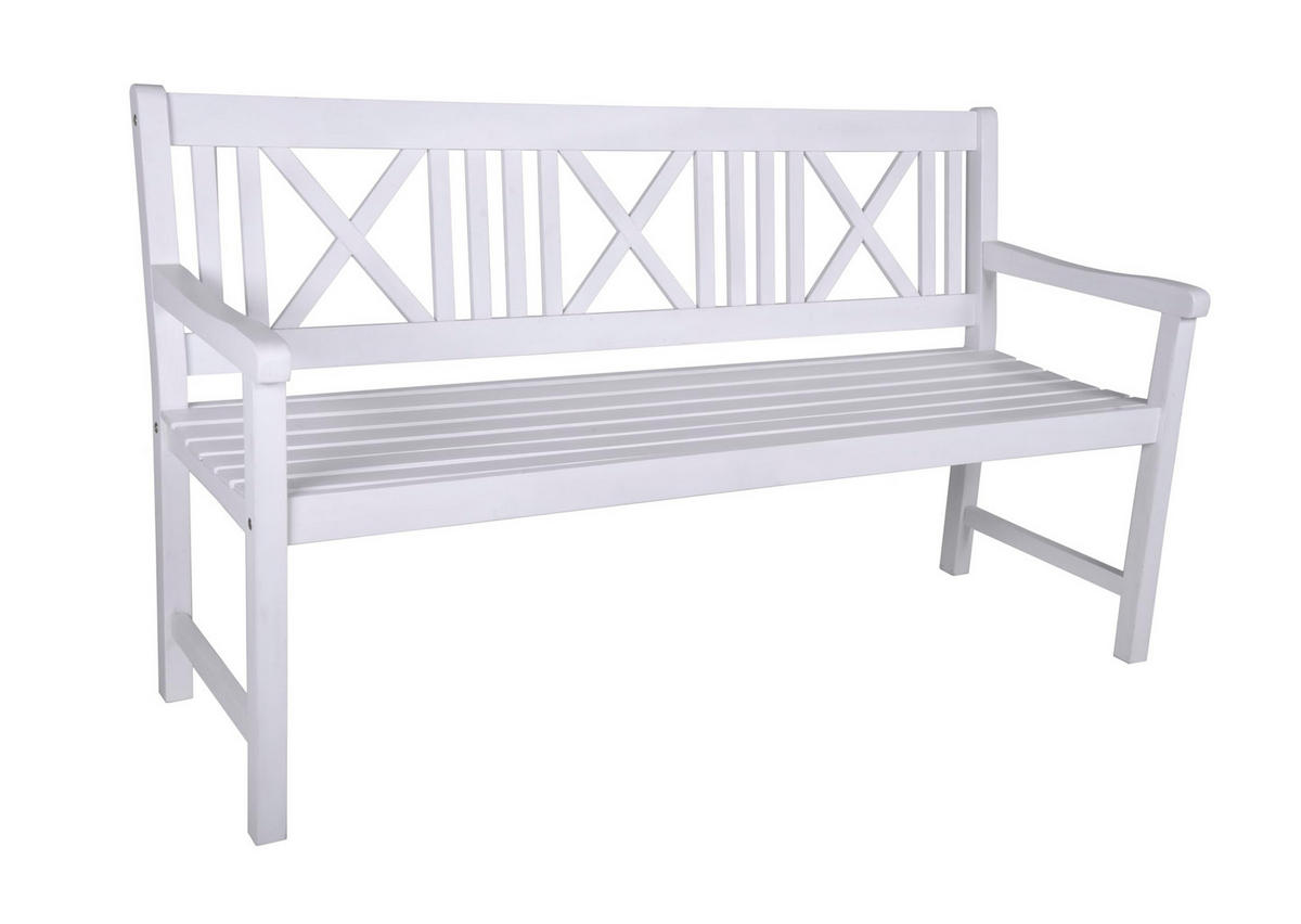 GARTENBANK Nice 3-Sitzer Terrassenbank - Weiß, Holz (154/89/59cm) - DELUKE