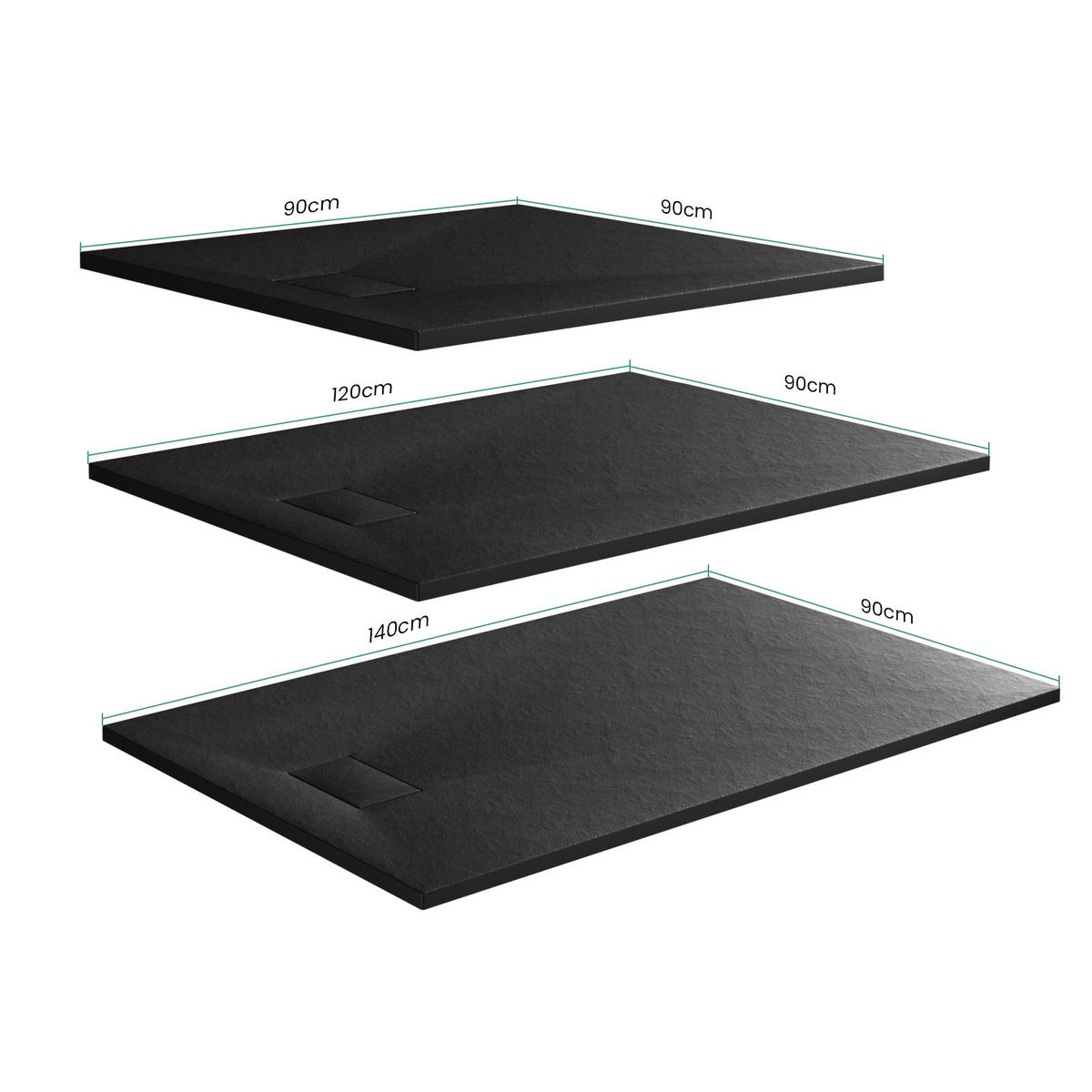 DUSCHWANNE inkl. Ablaufgarnitur Schwarz 120/90 cm - Schwarz, Naturmaterialien (90/2.6/120cm) - EMKE