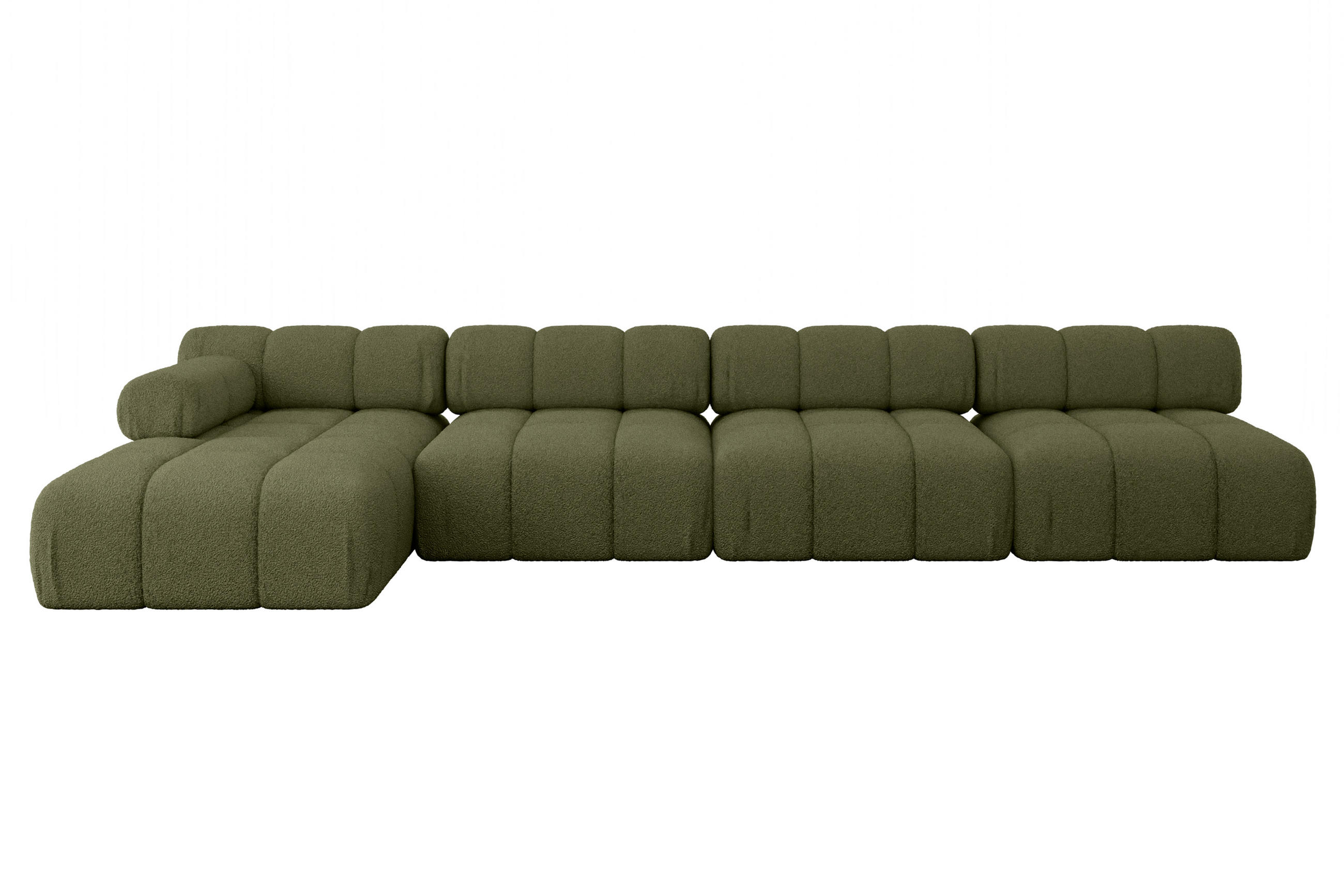 ECKSOFA modulares Sofa Razon-L3 - 380x160x70 cm Grün Bouclé - Grün, Holzwerkstoff/Textil (380/160cm) - ALTDECOR
