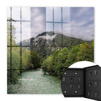 SCHLÜSSELBOX Schwarz 30x30 cm- Türöffnung nach rechts - Berglandschaft - Grün, Metall (30/30/5cm) - TULUP