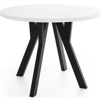 ESSTISCH Avero Black runder ausziehbarer, Weiß 90-190/90/77 cm - Schwarz/Weiß, Holz/Holzwerkstoff (90/90/77cm) - WFL GROUP