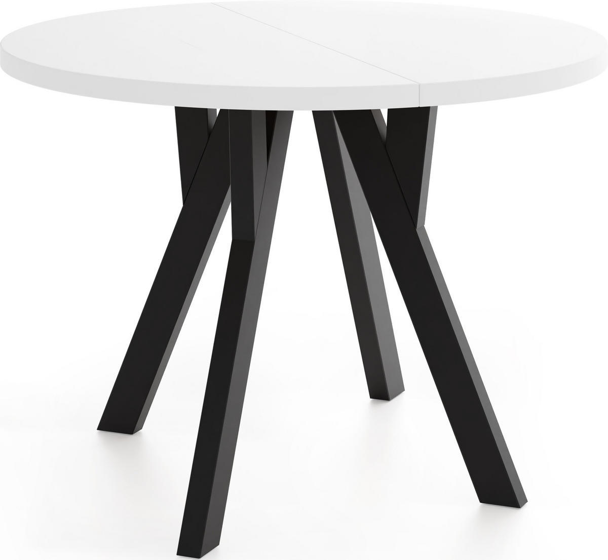 ESSTISCH Avero Black runder ausziehbarer, Weiß 90-190/90/77 cm - Schwarz/Weiß, Holz/Holzwerkstoff (90/90/77cm) - WFL GROUP