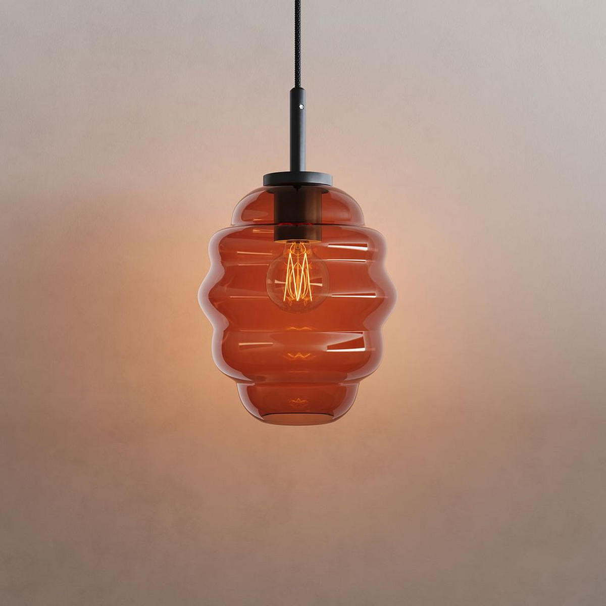 HÄNGELAMPE Echos 1.5m Abhängung Braun Ø 25cm - Braun, Glas (28/25/28cm) - s.luce