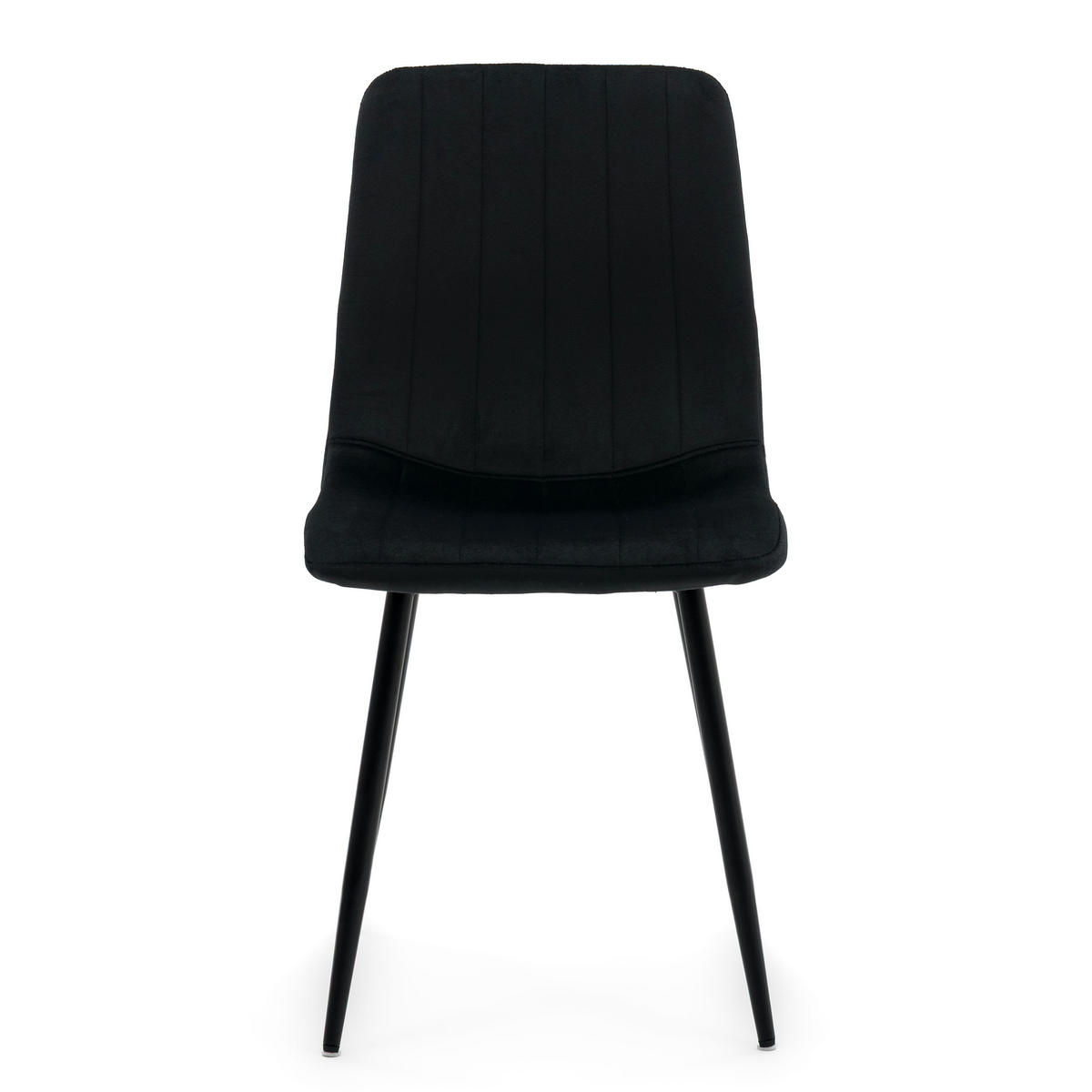 STUHL GELA gepolstert mit Steppung - schwarz - Samt Velours - Schwarz, Textil/Metall (45/89/53cm) - NEW HOME