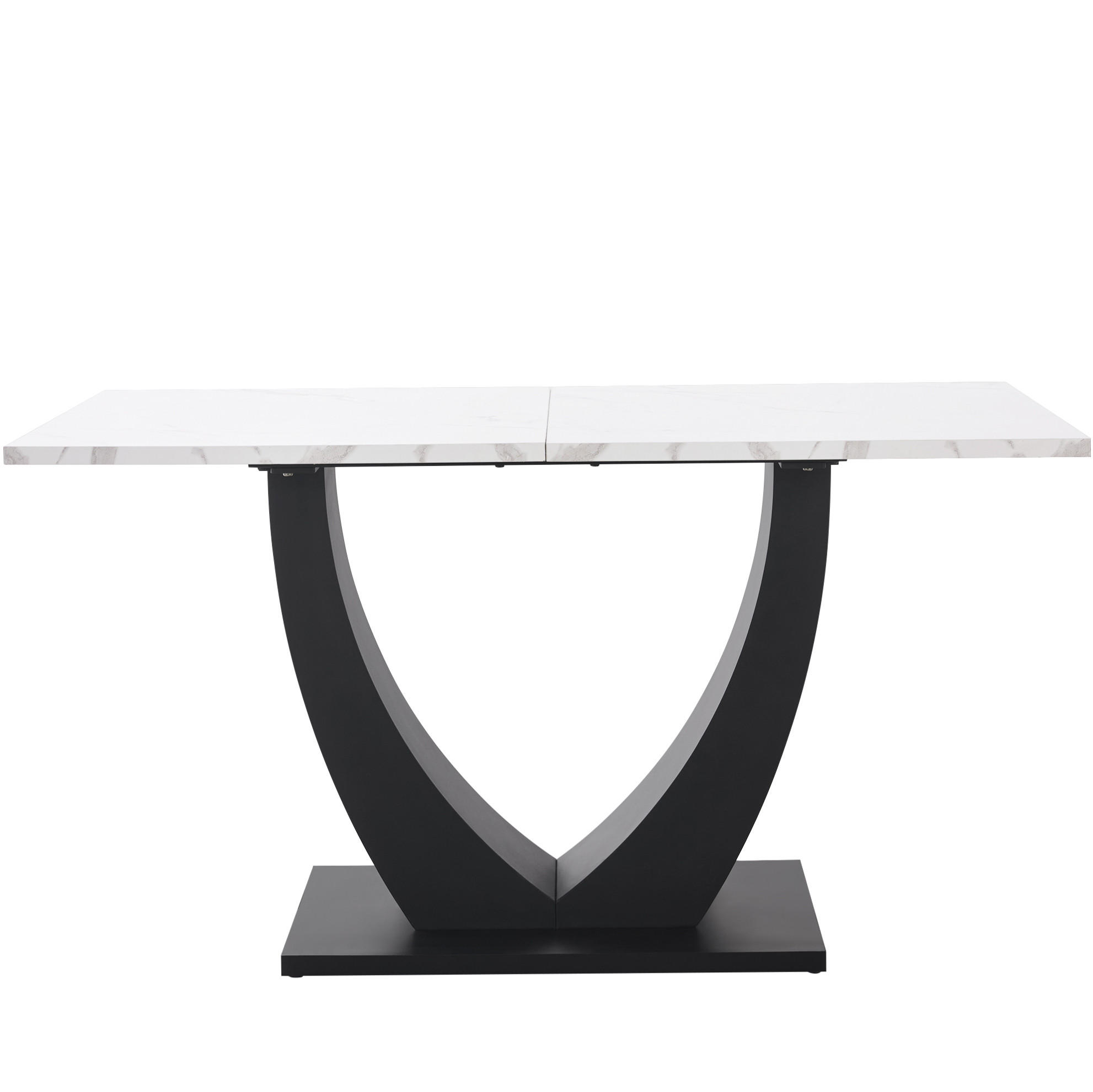OKWISH JÍDELNÍ stůl 140/75/75,5 cm bílá/černá z MDF a kovu s mramorovým dekorem a nastavitelnými nožkami