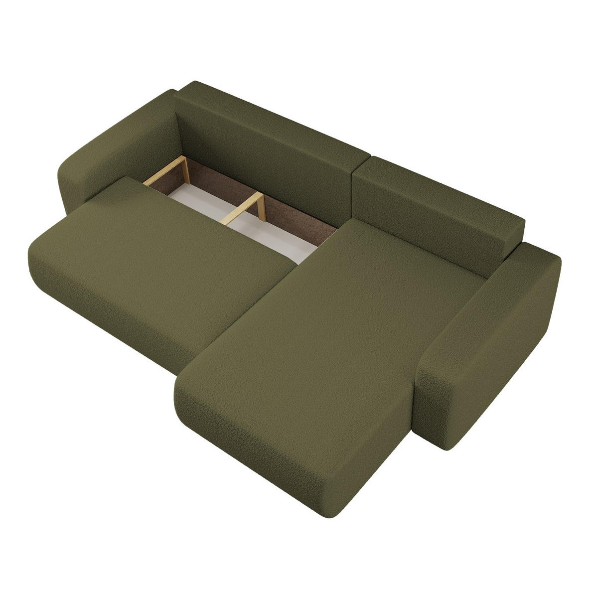 SCHLAFSOFA MILANO XL Und Bettkasten Stoff Quelle Olive Rechts - Olivgrün, Holz (274/82/145cm) - Kaiser Möbel