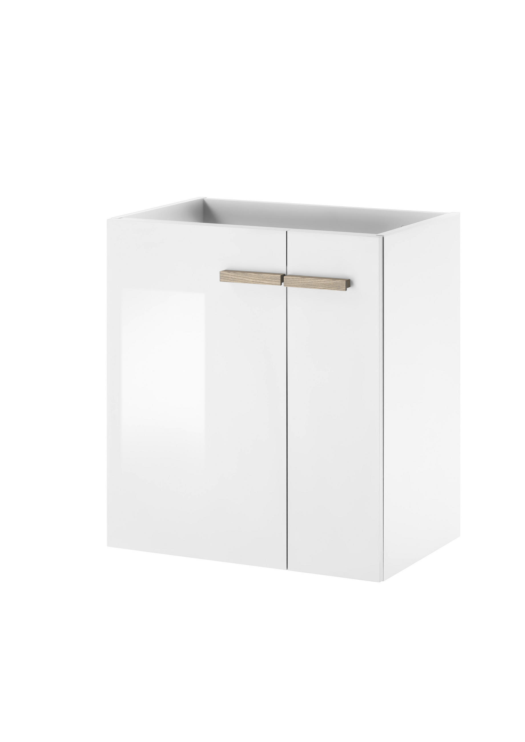WASCHTISCH S12 Weiß Hochglanz & Eiche Dekor 60/68/40 cm - Weiß Hochglanz, Holzwerkstoff (60/68/40cm) - Livojo