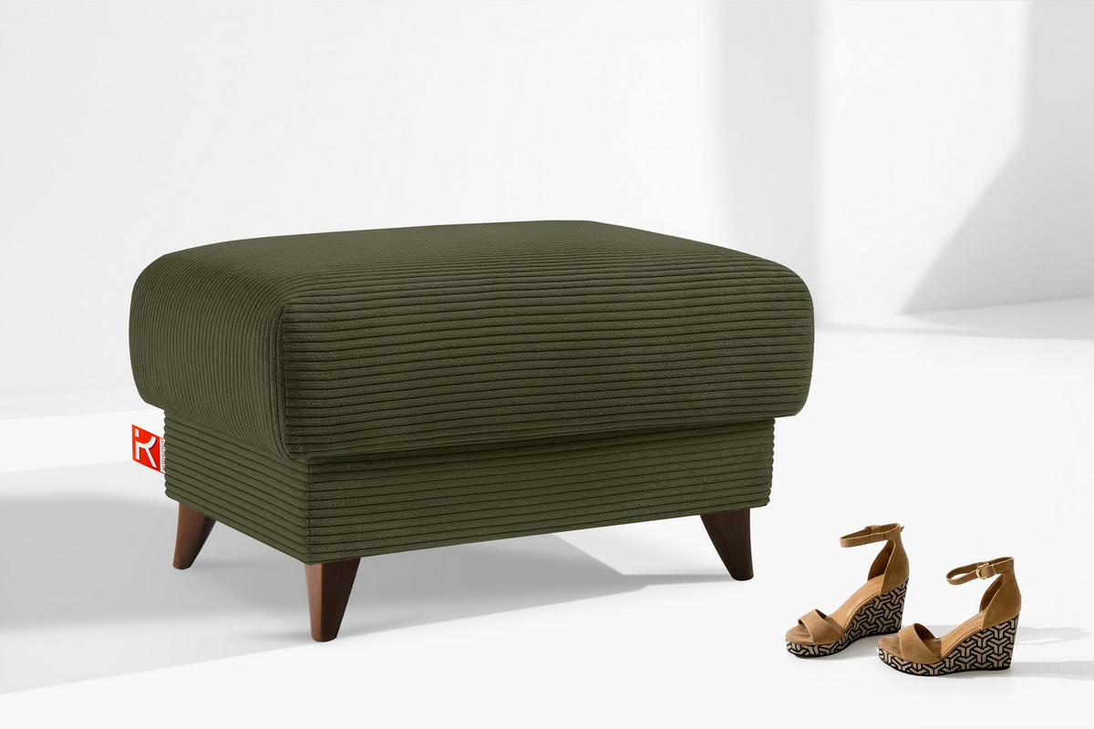 HOCKER GUSTAVO II, Olivgrün - Braun/Olivgrün, Holz/Holzwerkstoff (92/49/92cm) - KONSIMO®