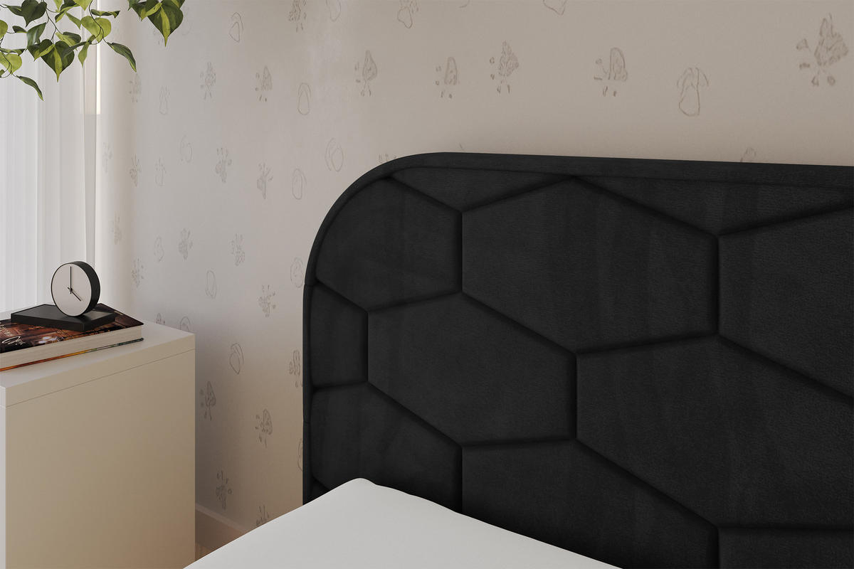 EINZELLBETT Jugendbett mit Bettkasten und Matratze H3/H4, Rechts - JAXY 90x200 Schwarz - Anthrazit, Holzwerkstoff/Textil (90/200cm) - ALTDECOR