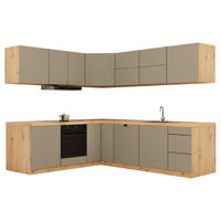 WINKELKÜCHE 240 cm x 200cm- Langen KL25-M240 - in Beige/Matt - Beige, Holz (440/212/52cm)