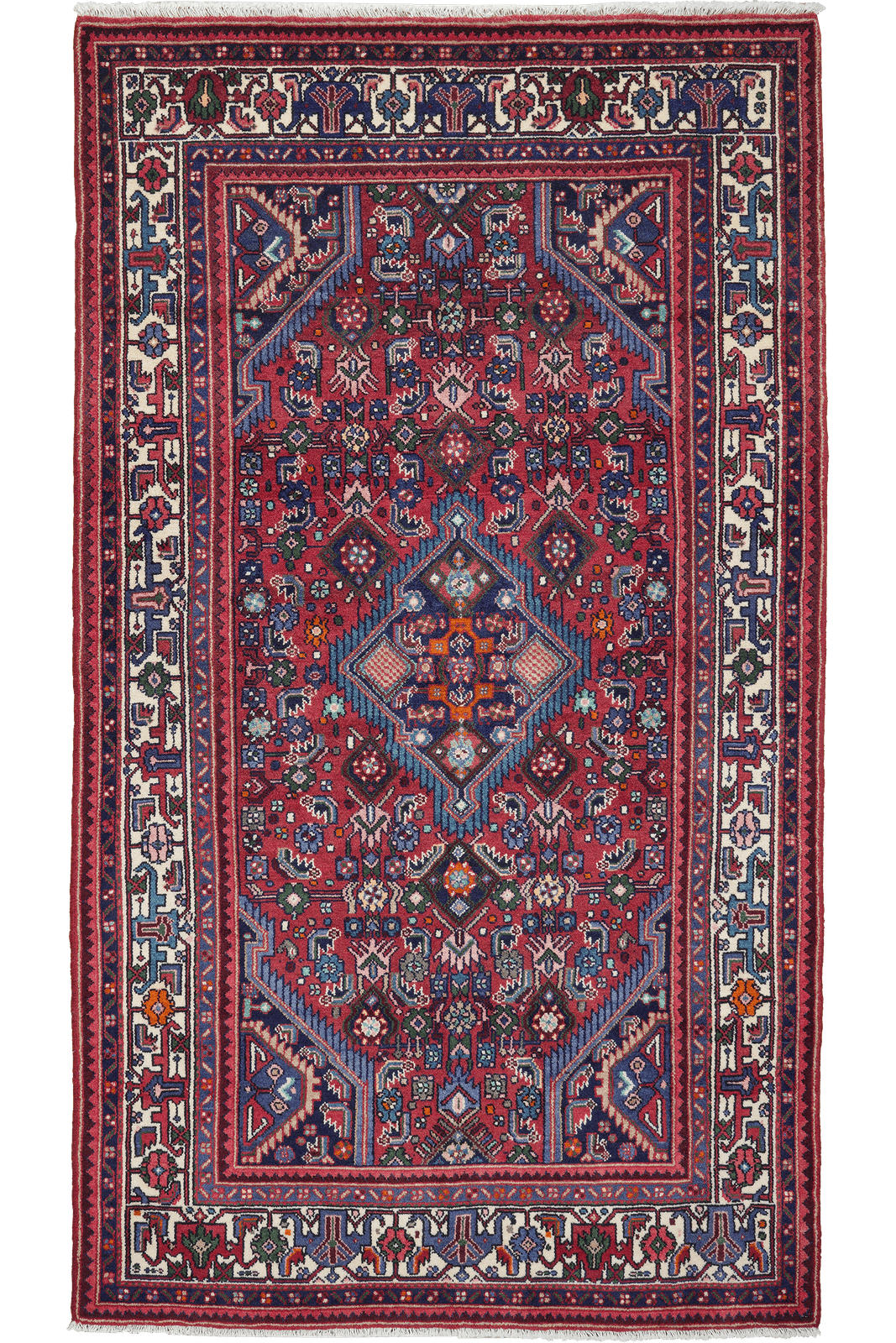 ORIENTTEPPICH handgeknüpft Assadabad Rot 214/121 cm Schurwolle - Rot, Textil (121/214cm) - Looma