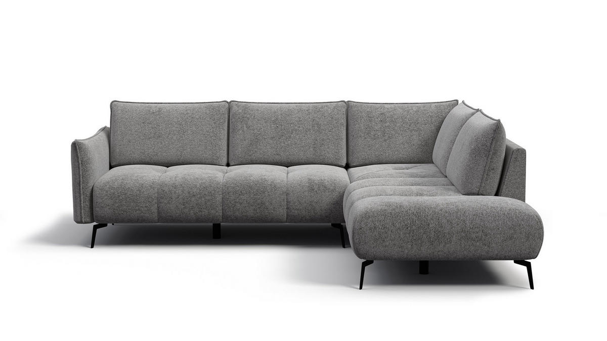 ECKSOFA AERA 5-Sitzer rechts, platingrau - Schwarz/Grau, Holz/Textil (268/206cm) - Courtois Laville