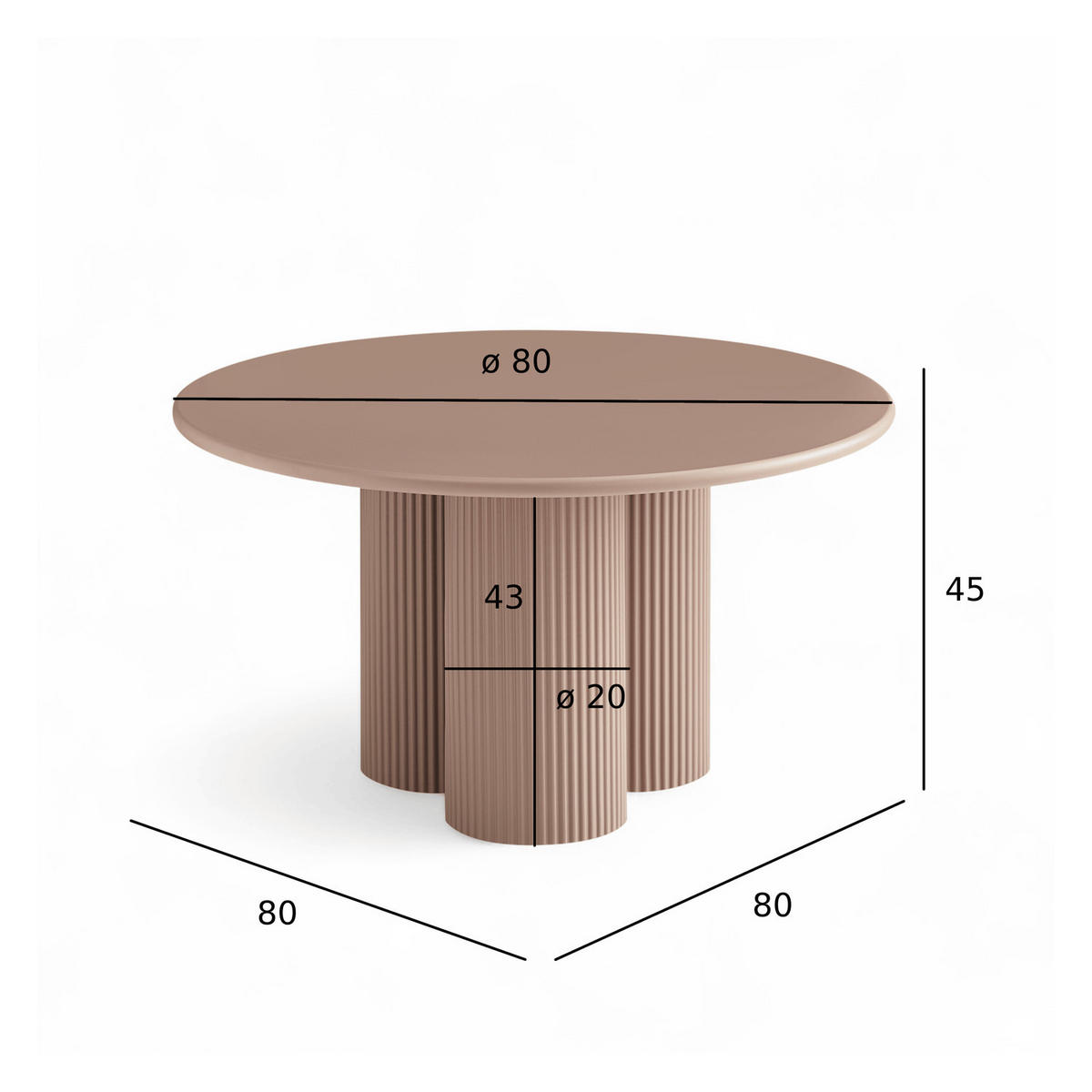 COUCHTISCH rund Mocha Mousse 80/80/45 cm - Hellbraun/Rotbraun, Holzwerkstoff (80/80/45cm) - Furnhouse