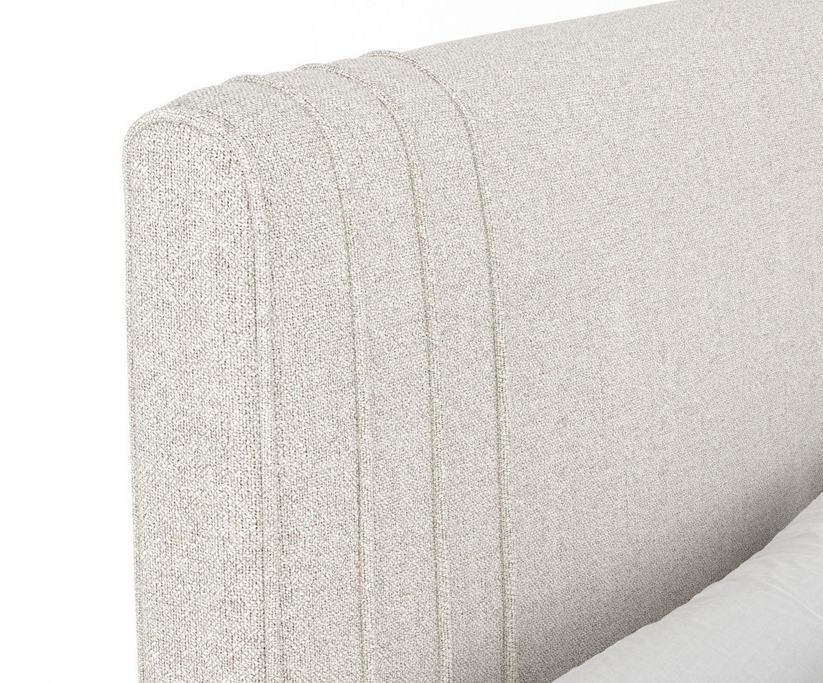 BOXSPRINGBETT Casone Hellbeige 160/200 cm mit Latex-Topper - Beige/Silberfarben, Holz/Holzwerkstoff (160/200cm) - Maison de Reve