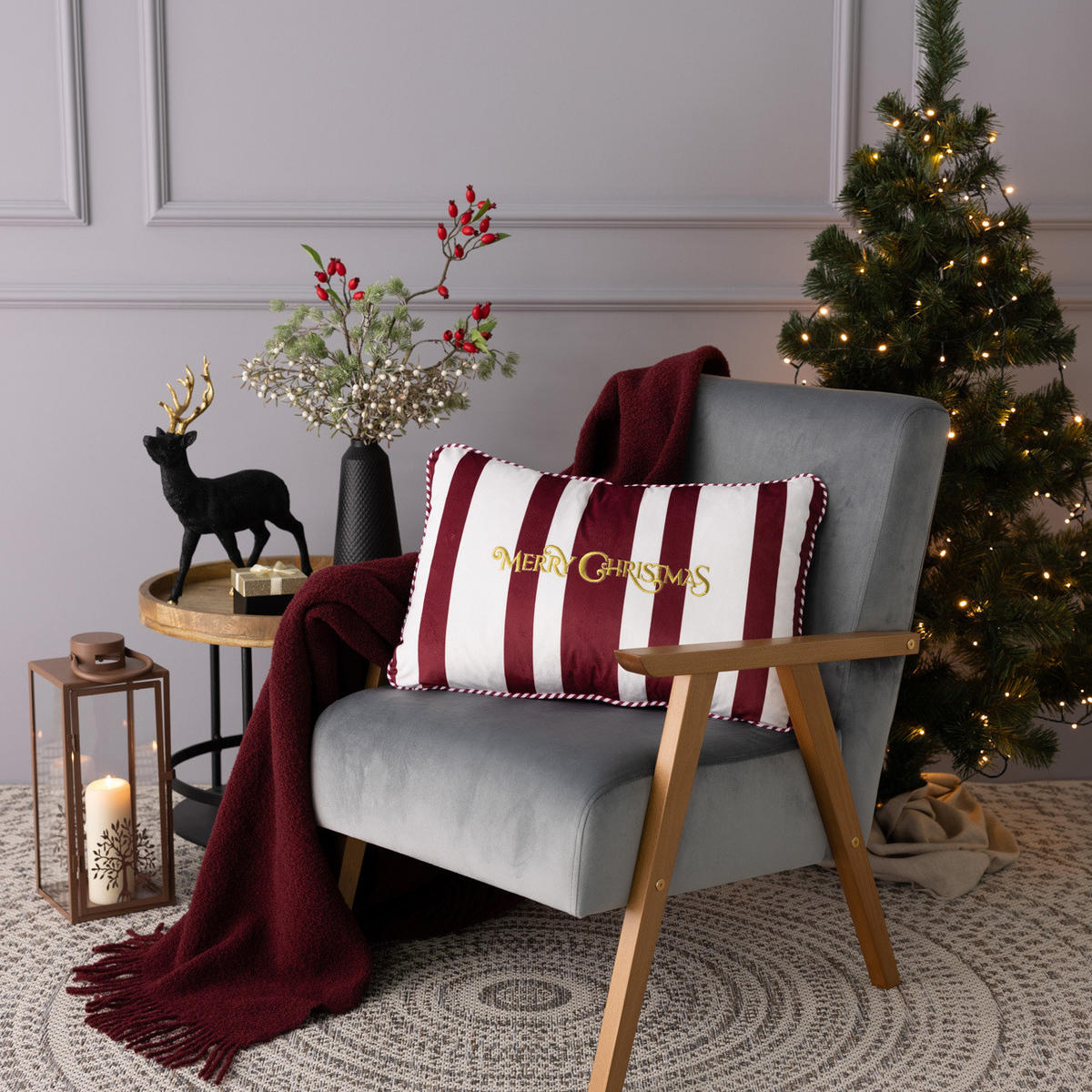 KISSENHÜLLE Red & White Noel 60x40 cm - Rot, Textil (40/60cm) - Dekoria
