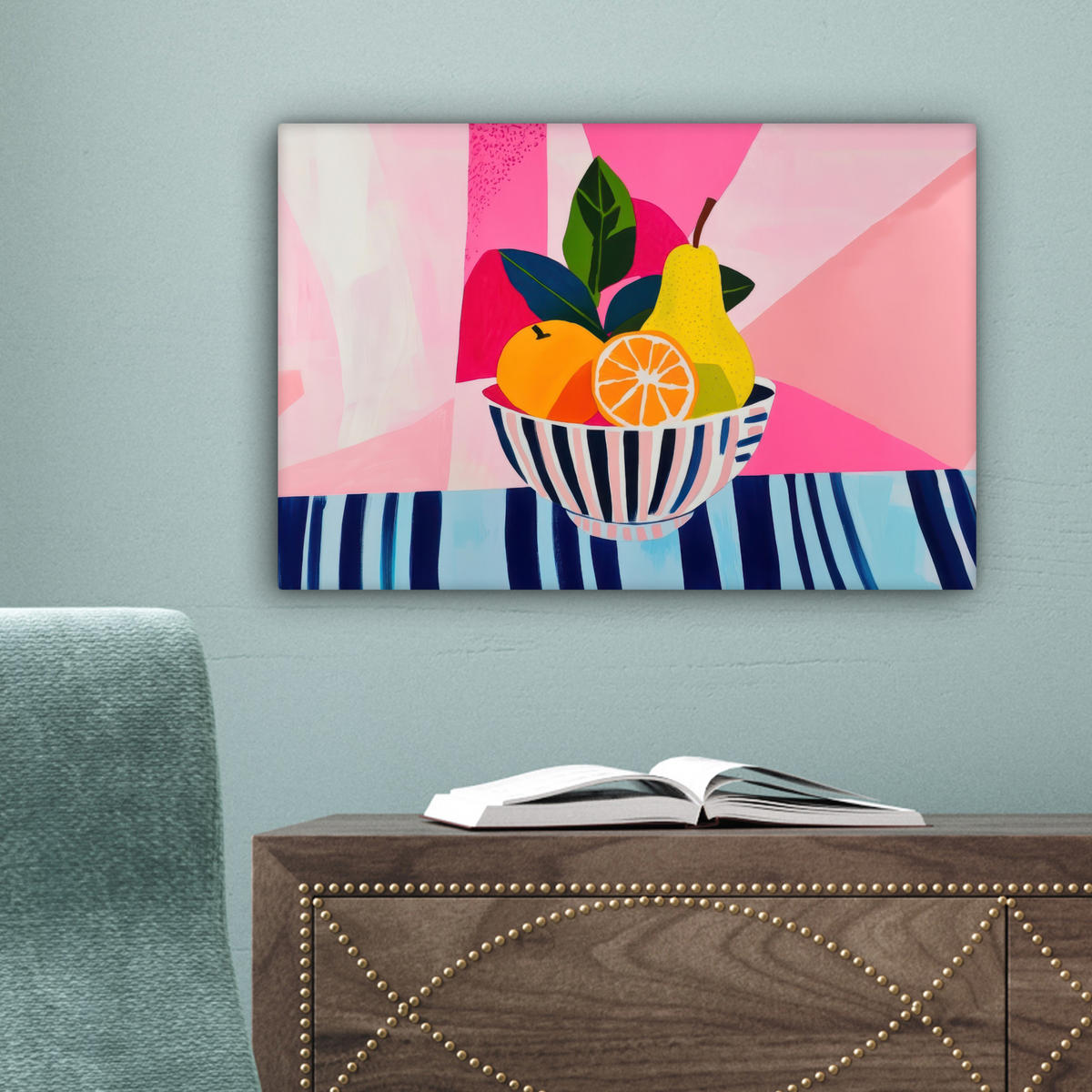 LEINWANDBILD Obst - Abstrakter Hintergrund - Rosa Deko Schlafzimmer 30x20 cm - Pink, Textil (30/20cm) - MuchoWow