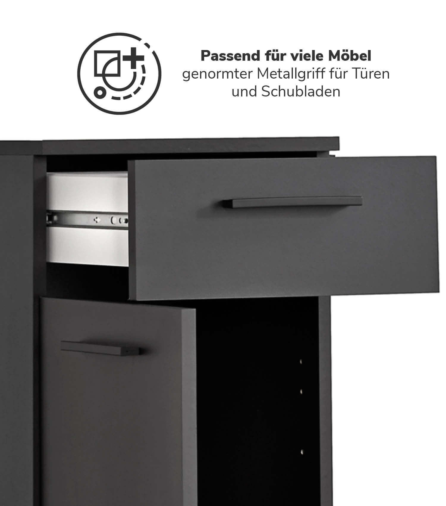 MÖBELGRIFF Der Griffige - Anthrazit, Metall (15/2/1cm) - Mokebo