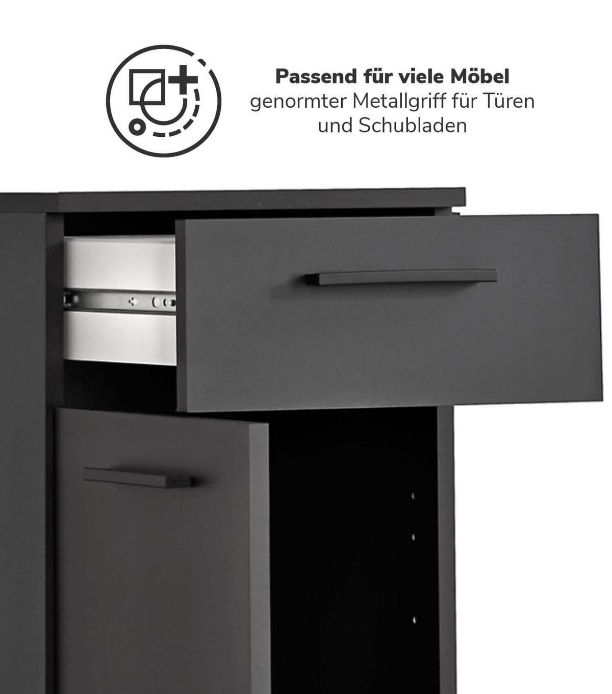 MÖBELGRIFF Der Griffige - Anthrazit, Metall (15/2/1cm) - Mokebo