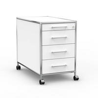 BÜRO-ROLLCONTAINER Holz, 80 cm, 4 Schubladen, Weiß - Chromfarben/Silberfarben, Holzwerkstoff/Metall (80/66.5/80cm) - Versee
