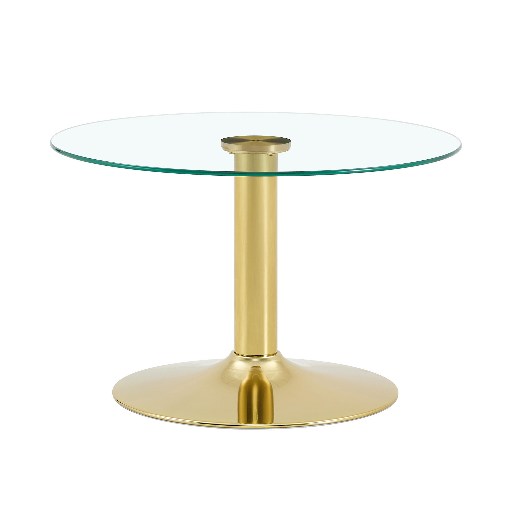 COUCHTISCH DE-37356 rund mit Glasplatte und Metallgestell Gold - Goldfarben, Metall (70/70/45cm) - ComfortXL