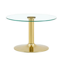 COUCHTISCH DE-37356 rund mit Glasplatte und Metallgestell Gold - Goldfarben, Metall (70/70/45cm) - ComfortXL