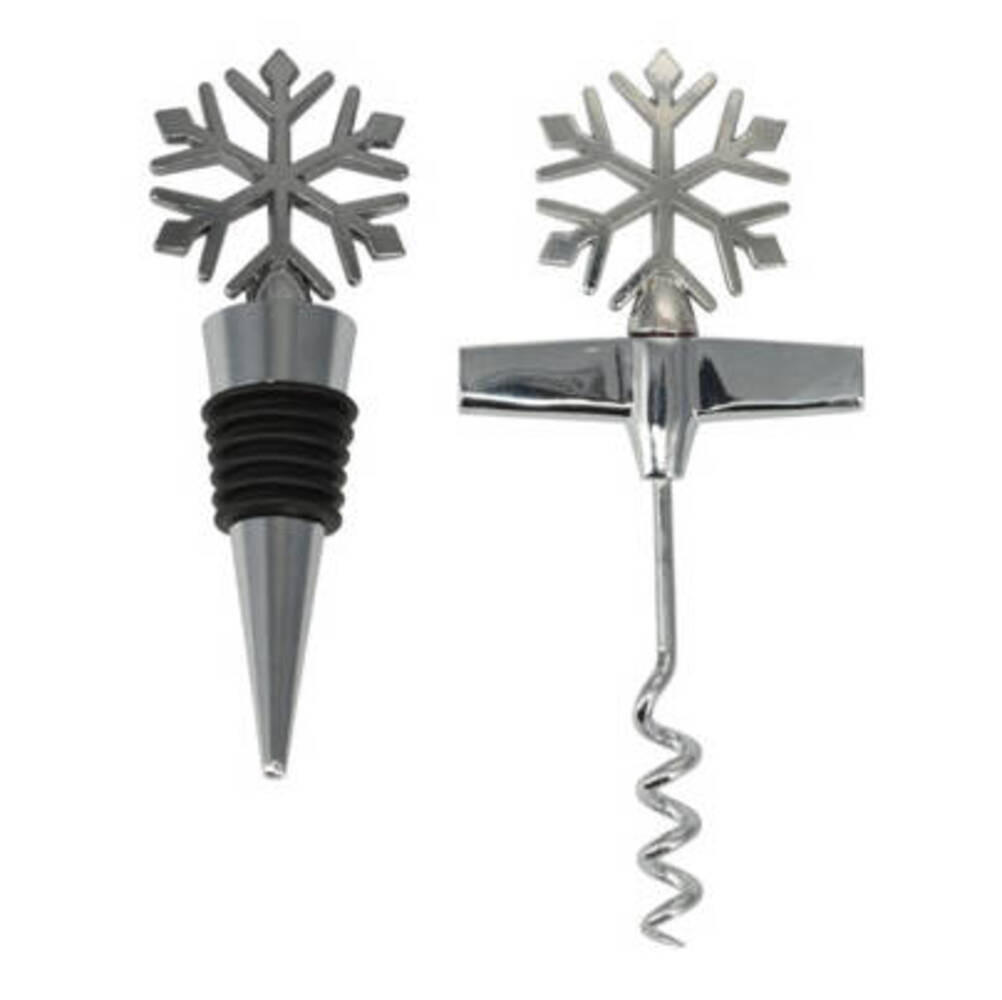 WEINSET Korkenzieher und Stopfen Weihnachten - Silberfarben, Metall (11.5/1.7/14cm) - Home Styling Collection