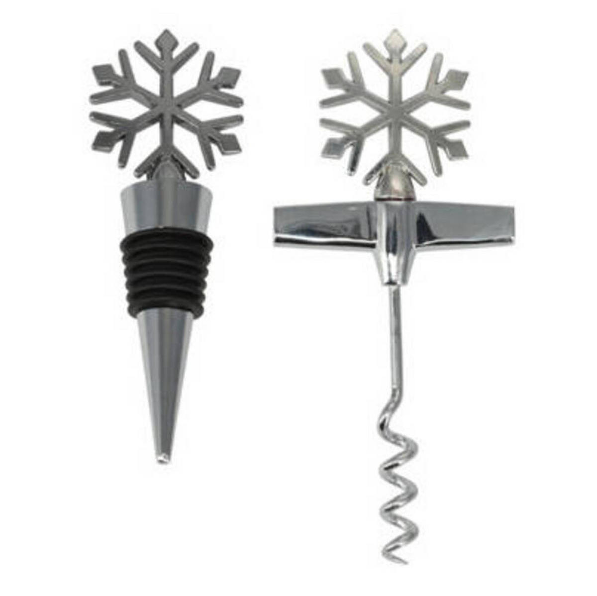 WEINSET Korkenzieher und Stopfen Weihnachten - Silberfarben, Metall (11.5/1.7/14cm) - Home Styling Collection