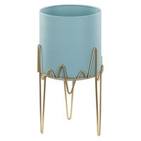 PFLANZENSTÄNDER Metall blau/gold 39 cm Kalandra - Blau/Goldfarben, Metall (39cm) - Beliani