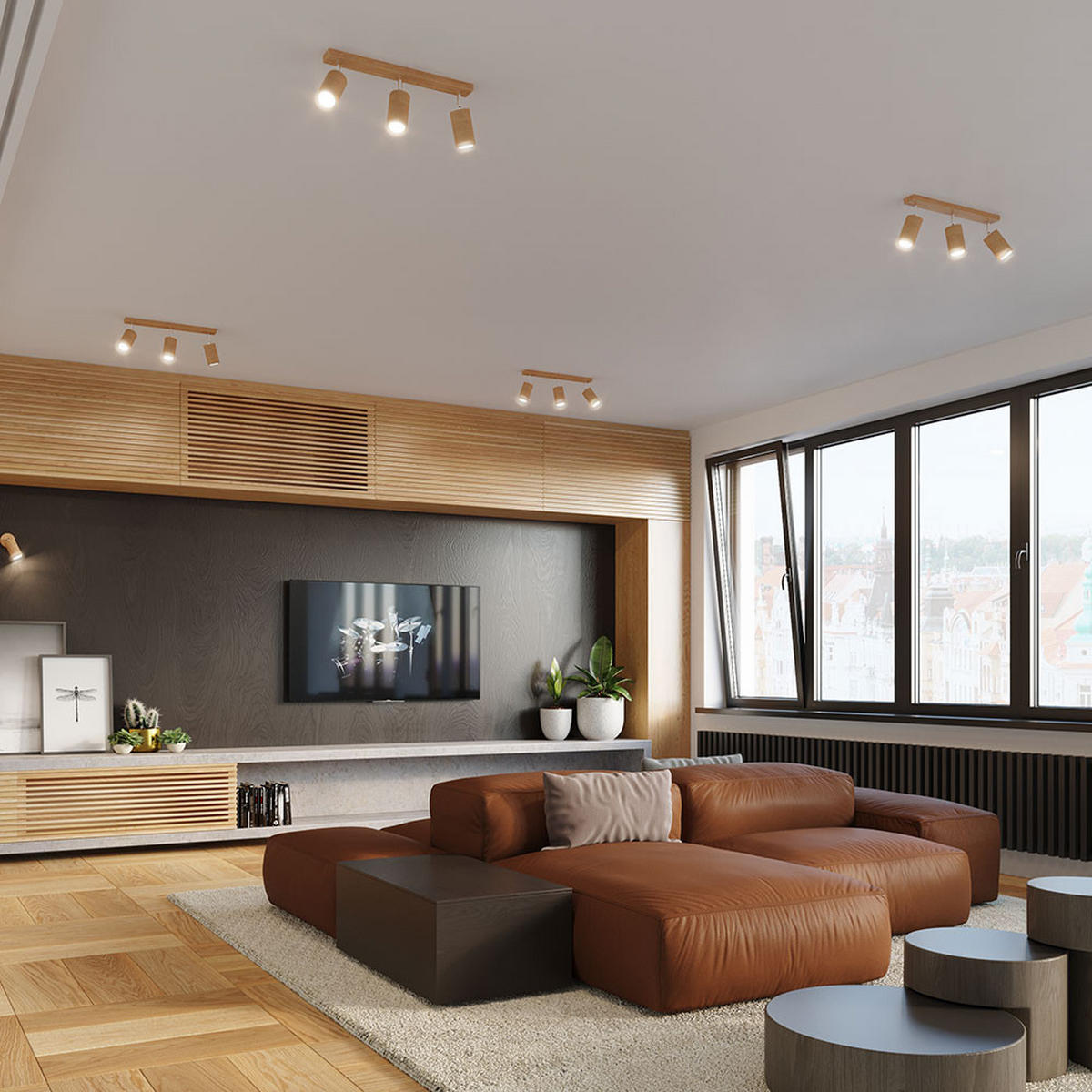 DECKENLEUCHTE Holz Braun schwenkbar - Braun, Holz (30/6/20cm)