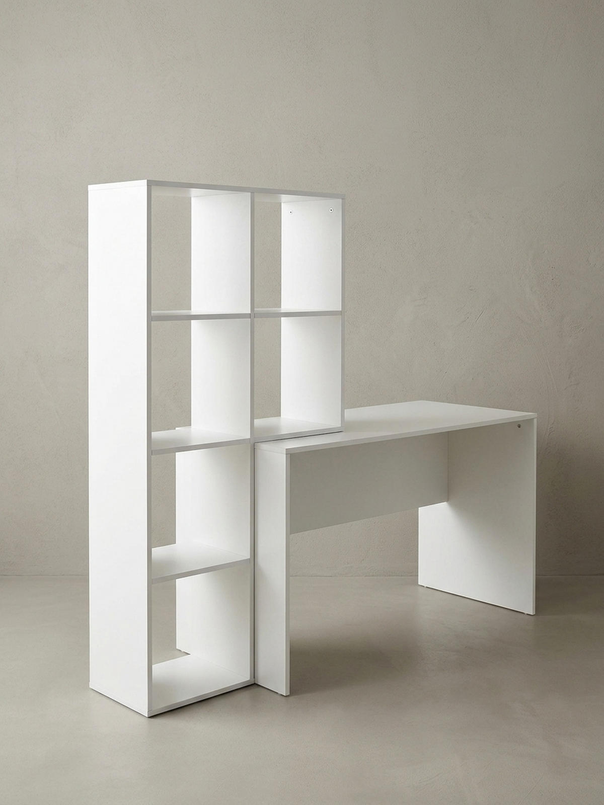 SCHREIBTISCH – mit Regal, groß, puristisches Design, Melaminharzbeschichtung - Weiß, Holz (59/170/144cm) - KADIMA DESIGN
