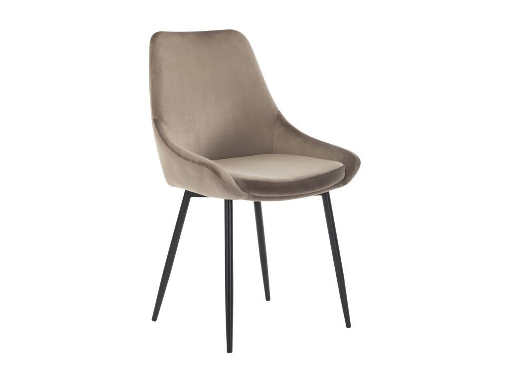 STUHL 6er-Set - Samt & Schwarzes Metall - Taupe - MASURIE - Braun, Textil (56/85.5/49cm) - Vente-Unique