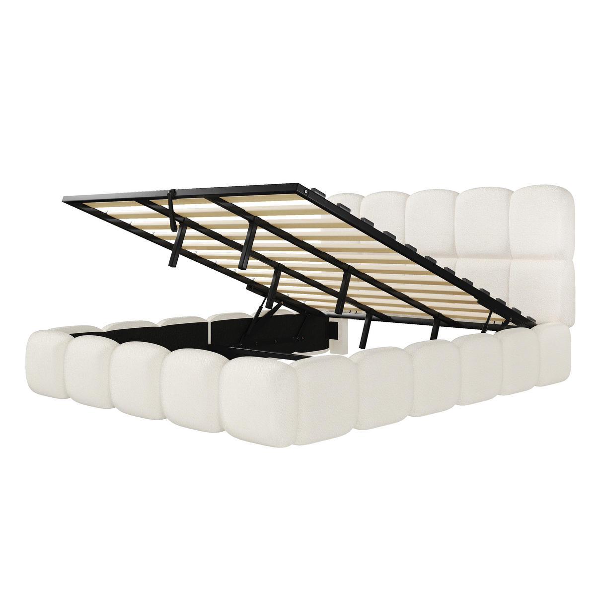 CANAPEA EXTENSIBILĂ din velur cu design capitonat, funcție 3 în 1 și pat queen-size - alb, material textil (180/200cm) - Urban Meuble