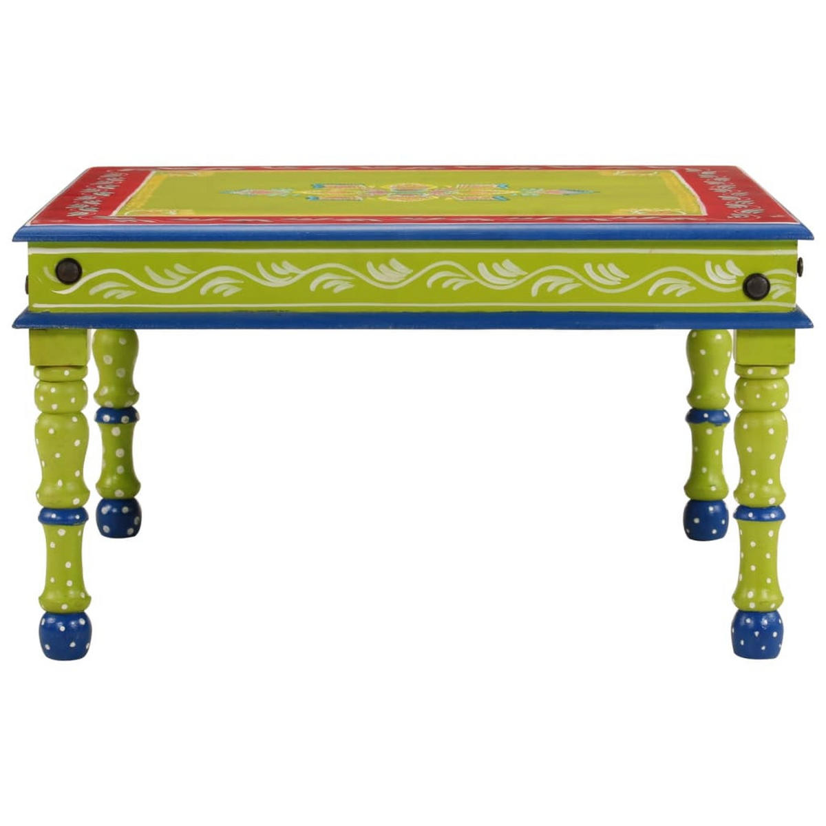 COUCHTISCH Grün Handbemalt Massivholz Mango - Grün, Holzwerkstoff (54/54/30cm) - furnicato