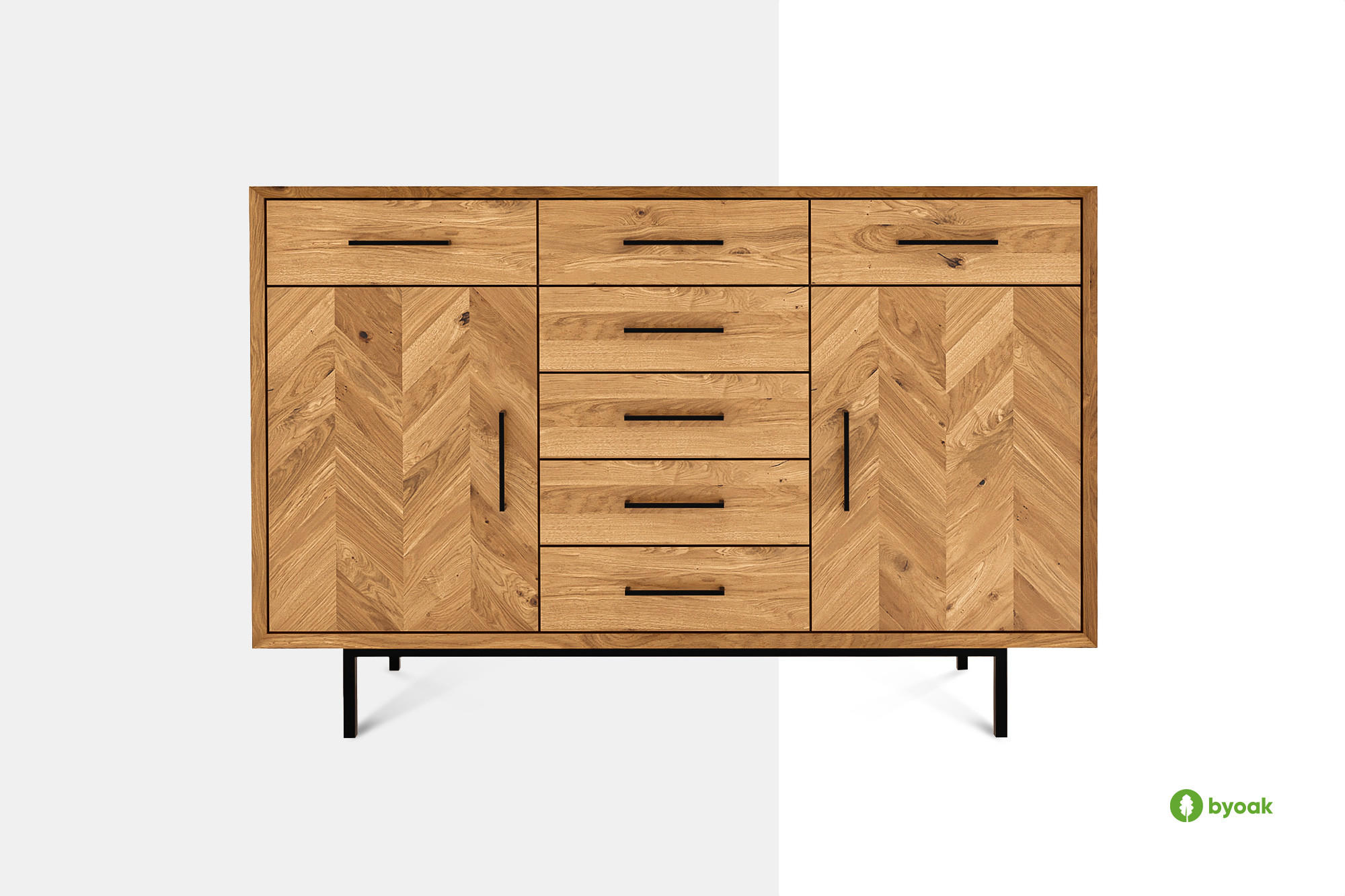 KOMMODE BREIT LEON Kernbuche - Kernbuche, Holz (144/95/45cm) - byoak