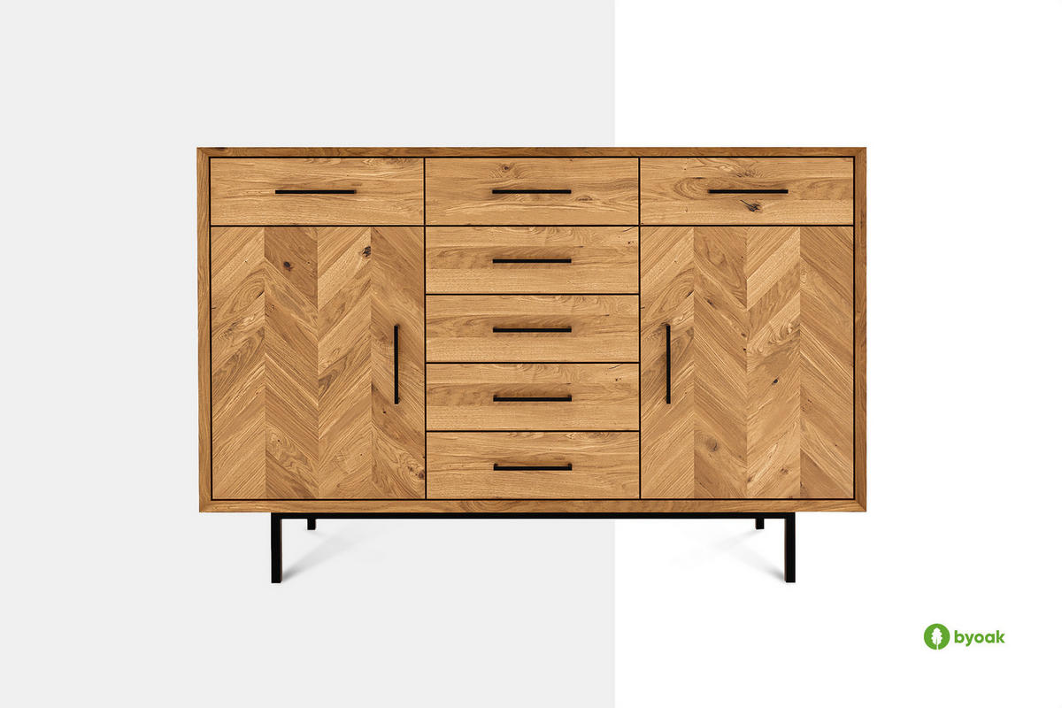 KOMMODE BREIT LEON Kernbuche - Kernbuche, Holz (144/95/45cm) - byoak
